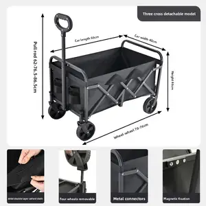 Collapsible Folding Utility Beach Cart Wagon Heavy Duty Large Capacity Fold Wagon Ourdoor Trolley Portable Garden Camping Cart Bangladesh (New)