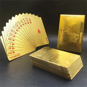 55  Golden Playing Entertain Cards Gold Foil Pokers Set Magic Cards 24K Gold Plastic Foil Pokers Durable Waterproof Cards Bangladesh (New)