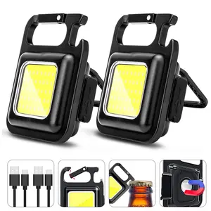 LED Flashlight Super Bright 1500LM Folding Bracket Bottle Opener Keychain USB Rechargeable Waterproof Light Outdoor Camping Tool Bangladesh (New)