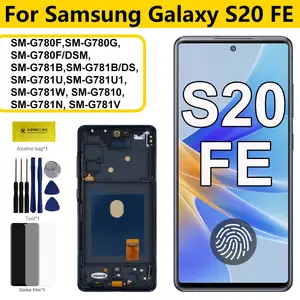 AMOLED Samsung Galaxy S20 FE G780F LCD Display Touch Screen Digitizer with Frame Samsumg S20FE 5G G781B LCD Replacement Bangladesh (New)