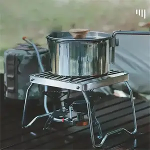 Outdoor Stainless Steel Stove Holder Camping Portable Folding Mini Barbecue Rack Set Pot Holder Baking Tray Holder Bangladesh (New)